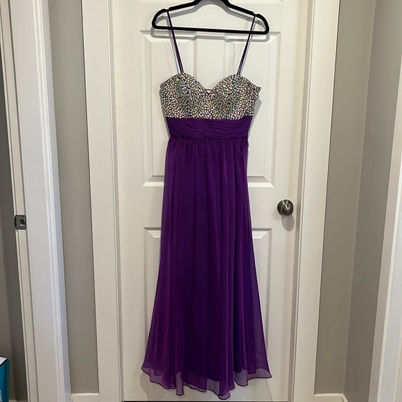 Purple Beaded Prom Dress - Picture 1 of 10